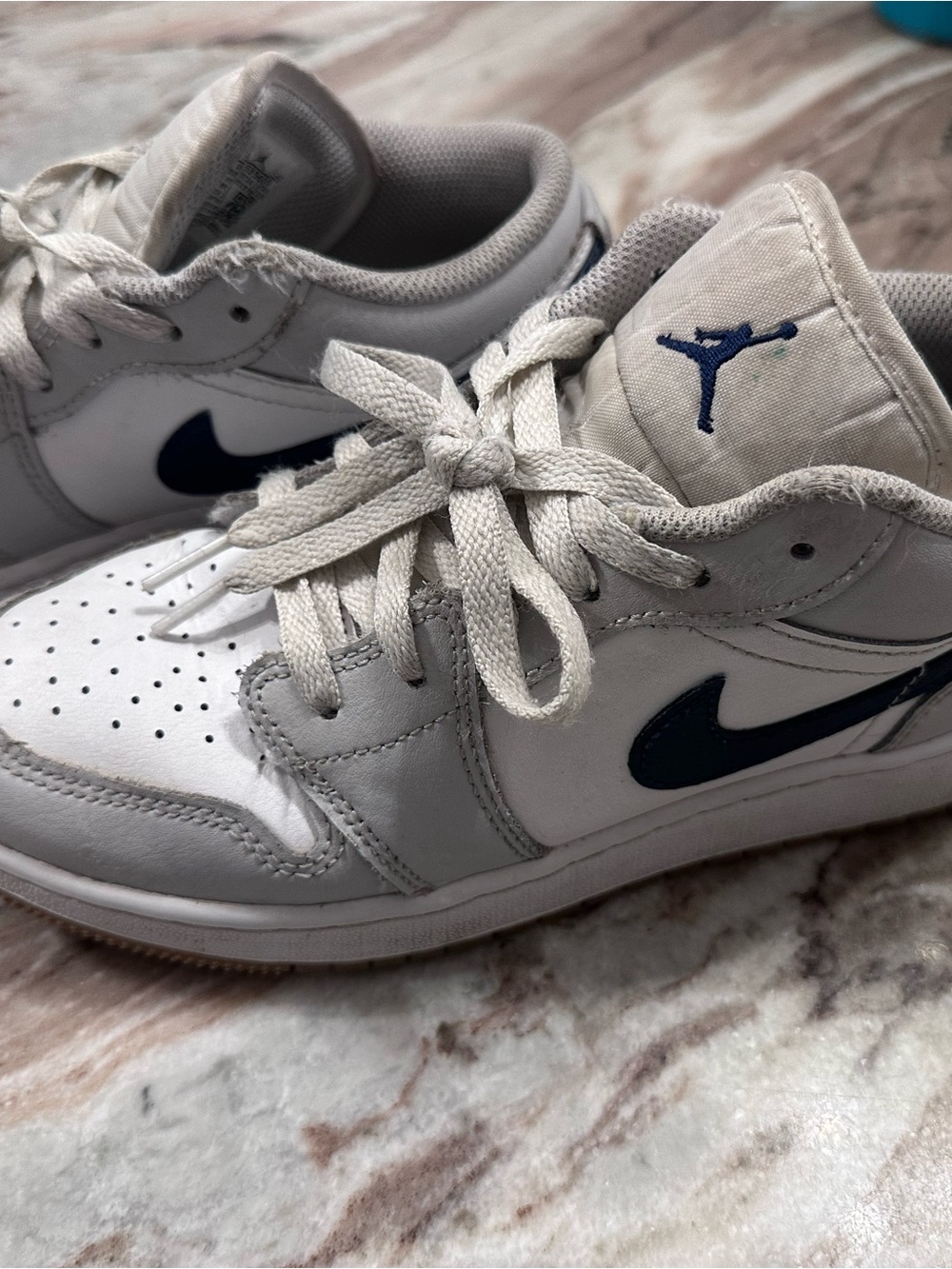 Jordan Low Top Sneakers in White and Navy